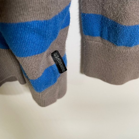 Quiksilver Striped Sweater Mens Medium Blue Gray Knit Pullover Crew Neck - Picture 3 of 6